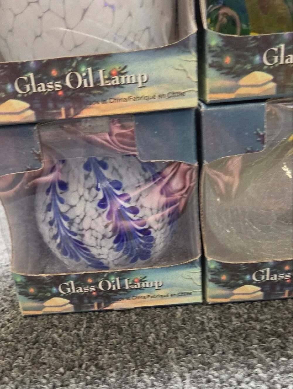 Set of 4 Decorative Glass Oil Lamp Globes - Multicolor